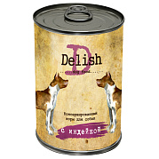 Корм консервированный Delish для собак с индейкой, 970г