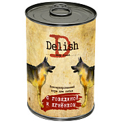 Корм консервированный Delish для собак с говядиной и ягненком, 970г