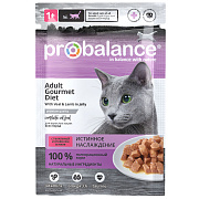 Корм консервированный Pro Balance Adult Gourmet с телятиной и ягнёнком в желе для взрослых кошек всех пород, 28х85г