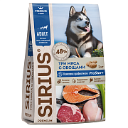 Корм сухой Sirius Premium для собак с повышенной активностью Три мяса с овощами ГОСТ, 2кг