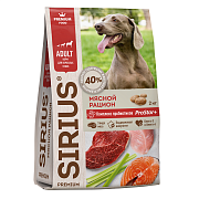 Корм сухой Sirius Premium для взрослых собак Мясной рацион ГОСТ, 2кг