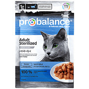 Корм консервированный Pro Balance Sterilized для кастрированных котов и стерилизованных кошек всех пород, 25х85г