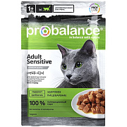 Корм консервированный Pro Balance Sensitive для взрослых кошек всех пород с чувствительным пищеварением, 25х85г