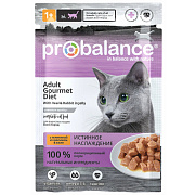 Корм консервированный Pro Balance Adult Gourmet с телятиной и кроликом в желе для взрослых кошек всех пород, 28х85г