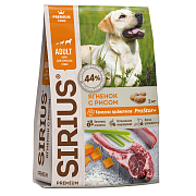 Корм сухой Sirius Premium для взрослых собак Ягненок с рисом ГОСТ, 2кг