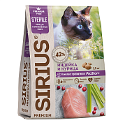 Корм сухой Sirius Premium для стерилизованных кошек Индейка и курица ГОСТ, 1.5кг