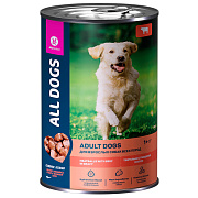 Корм консервированный All Dogs для взрослых собак всех пород Тефтельки с говядиной в соусе, 415г
