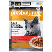 Корм консервированный Pro Balance Immuno Protection с говядиной в соусе для взрослых кошек всех пород, 25х85г