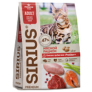 Корм сухой Sirius Premium для взрослых кошек Мясной рацион ГОСТ, 1.5кг