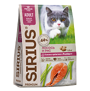 Корм сухой Sirius Premium для взрослых кошек Лосось и рис ГОСТ, 1.5кг
