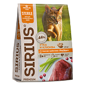 Корм сухой Sirius Premium для стерилизованных кошек Утка и клюква ГОСТ, 1.5кг