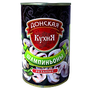 Шампиньоны резаные Донская кухня консервированные, 400г 