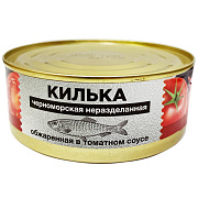 Килька черноморская неразделанная (Росрезерв) Морские Ресурсы обжаренная в томатном соусе, 240г